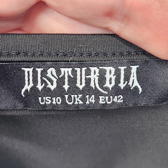 Disturbia Morality Black Spaghetti Strap Slip Mini Dress Women's 10 - Picture 2 of 7